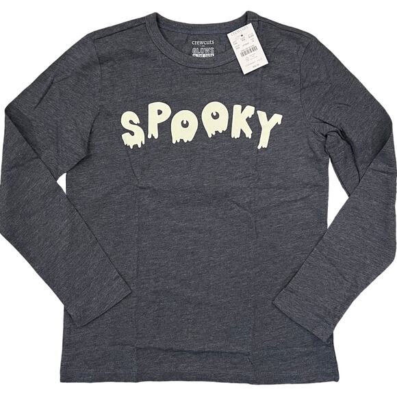 NWT J. Crew Boys Charcoal Grey W/Glow-in-the-Dark "Spooky" Halloween Tee - Picture 2 of 6